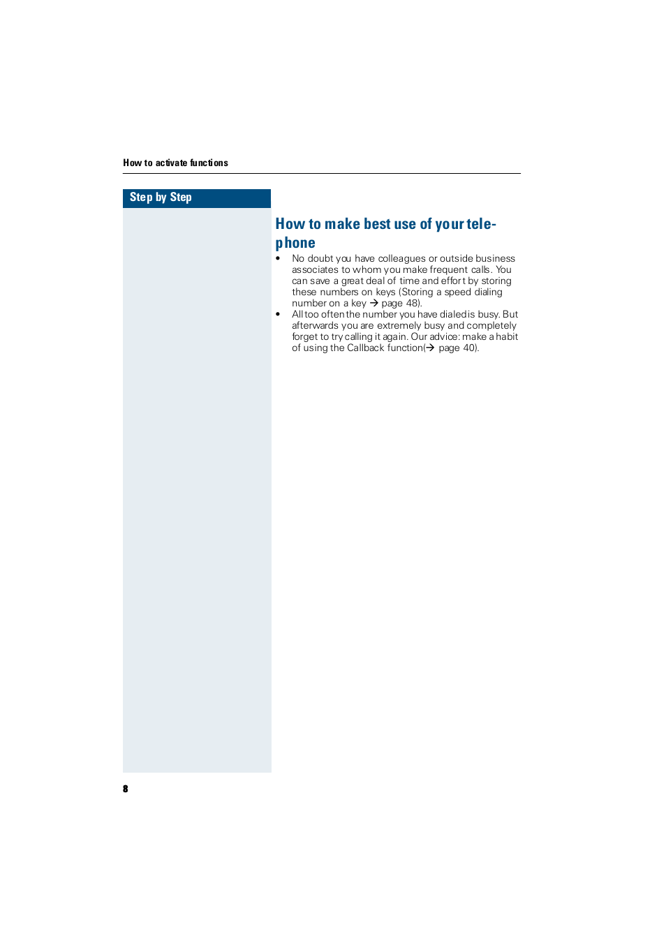 How to make best use of your telephone, How to make best use of your tele- phone | Siemens Hicom 300 E User Manual | Page 8 / 106