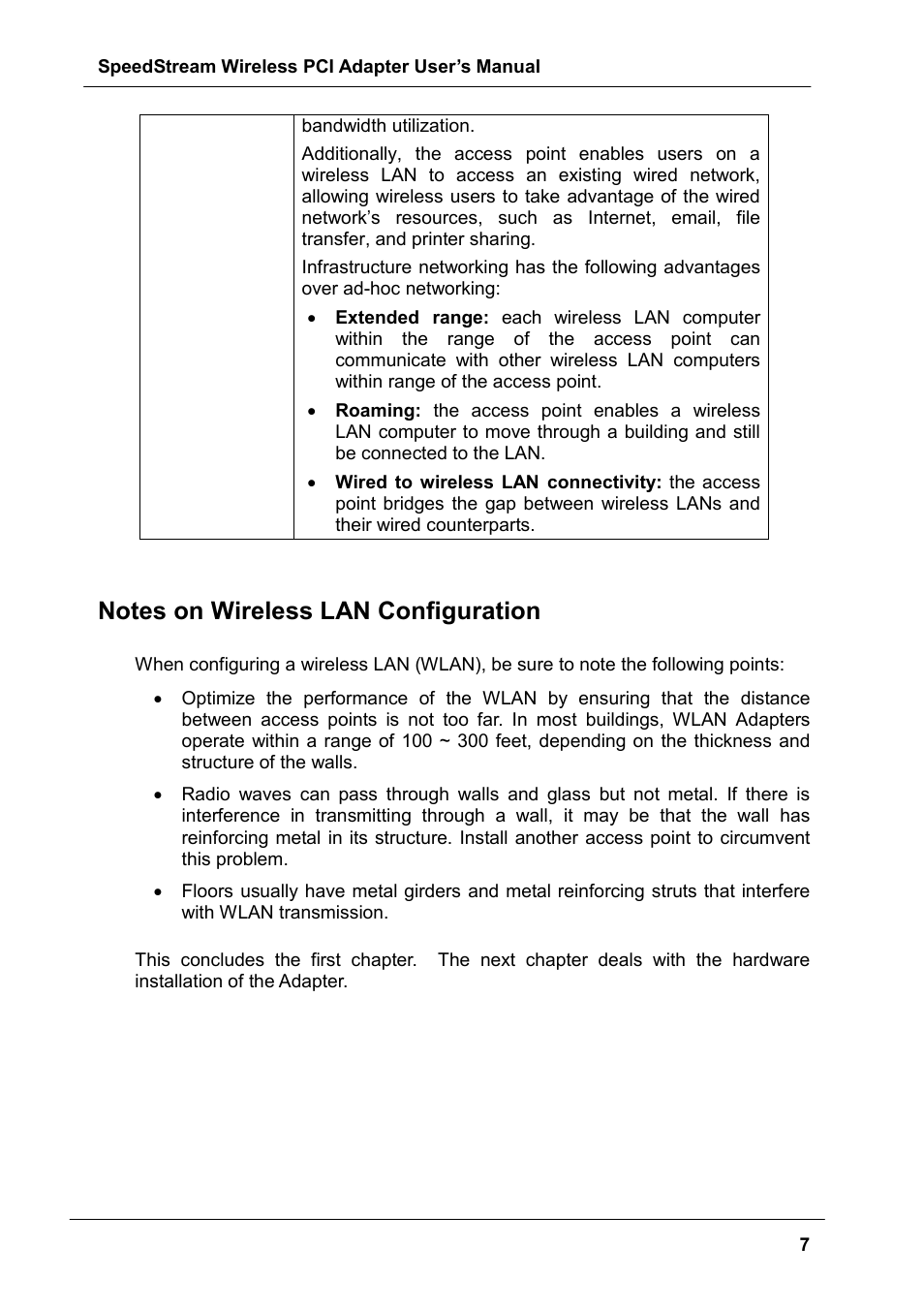 Notes on wireless lan configuration | Siemens SS1024 User Manual | Page 7 / 48