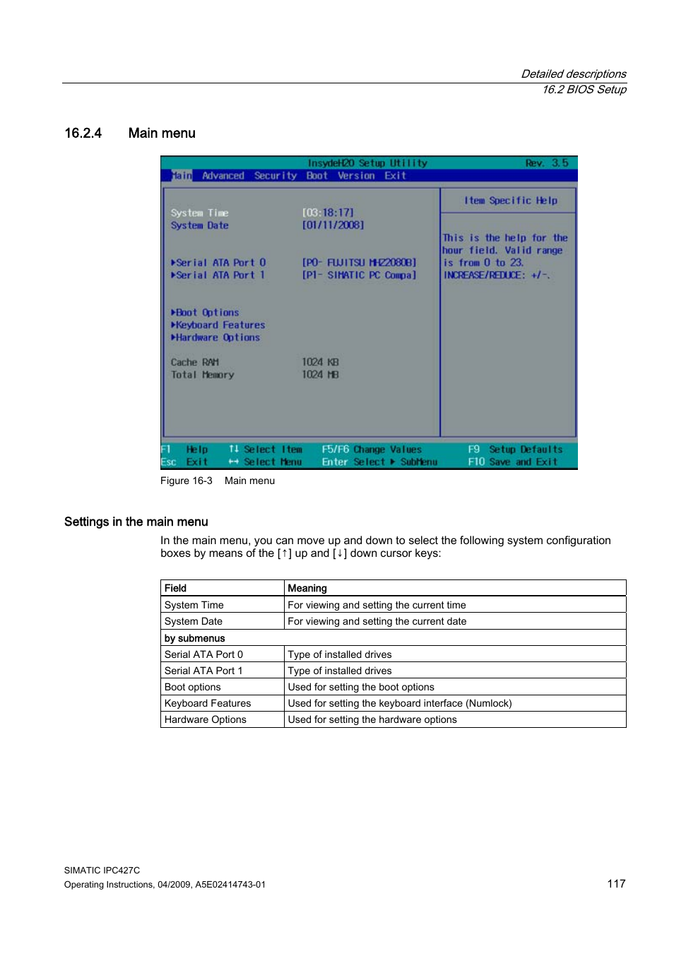 4 main menu | Siemens Simatic Industrial PC IPC427C User Manual | Page 117 / 170