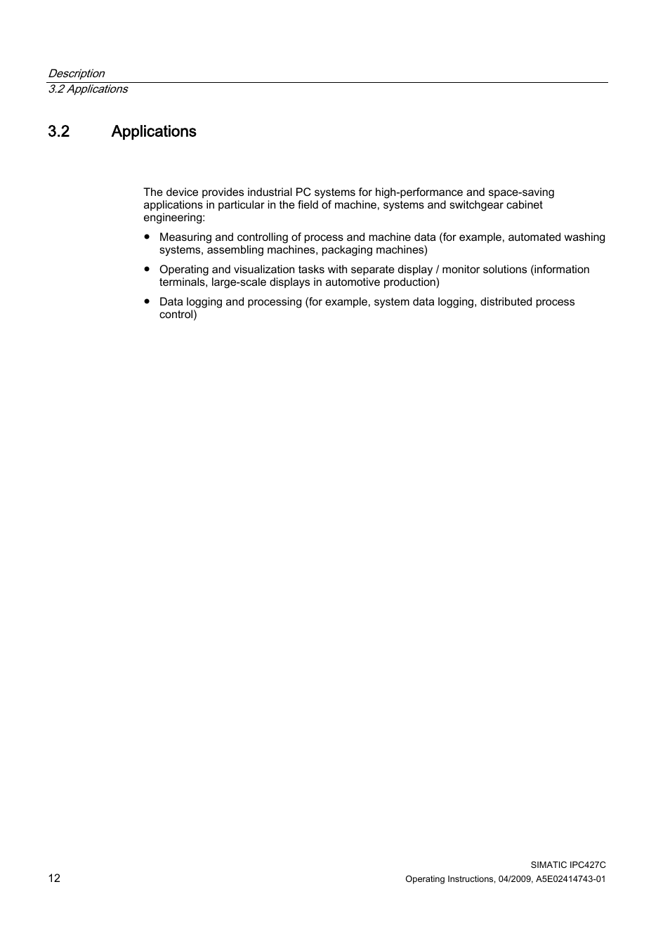 2 applications | Siemens Simatic Industrial PC IPC427C User Manual | Page 12 / 170
