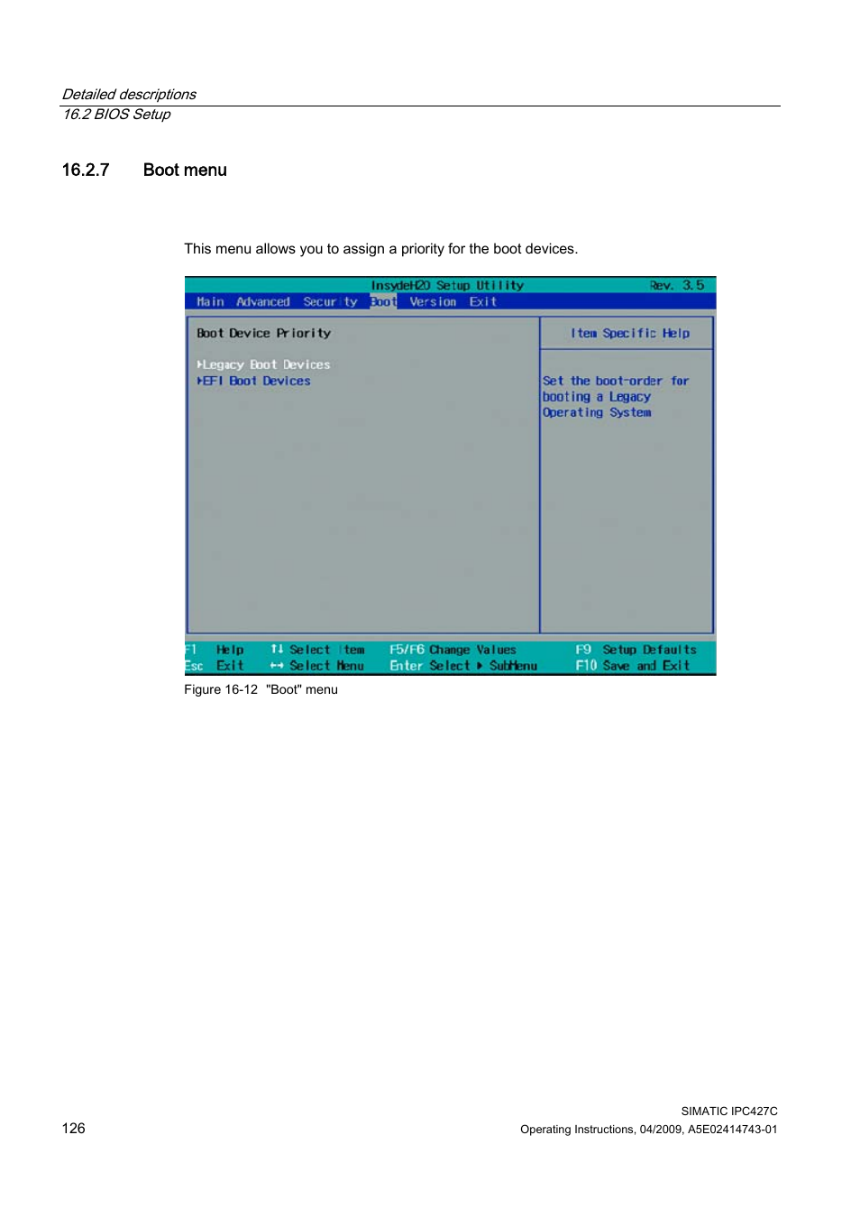 7 boot menu | Siemens Simatic Industrial PC IPC427C User Manual | Page 126 / 170