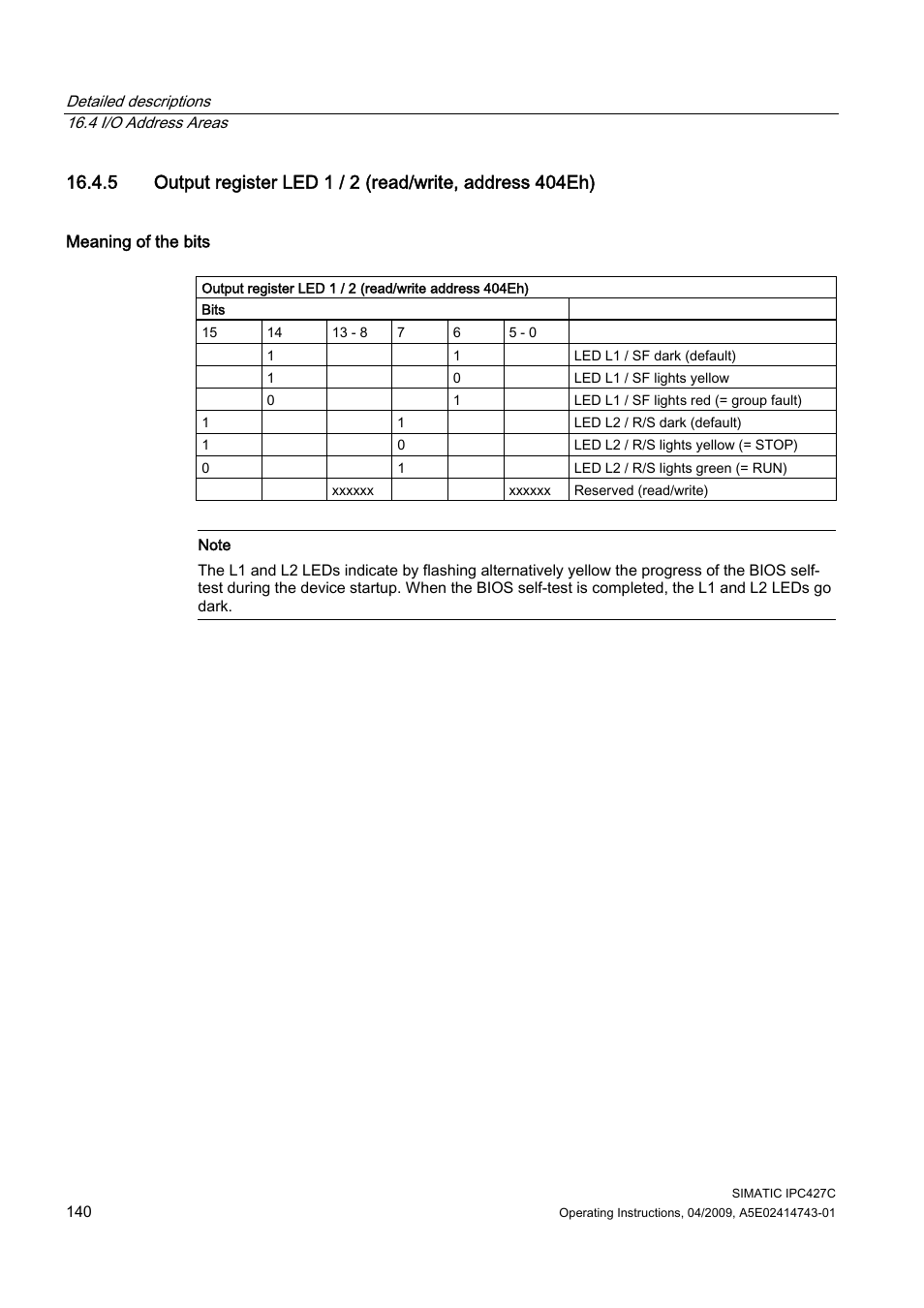 Battery status register (read-only) (pag | Siemens Simatic Industrial PC IPC427C User Manual | Page 140 / 170