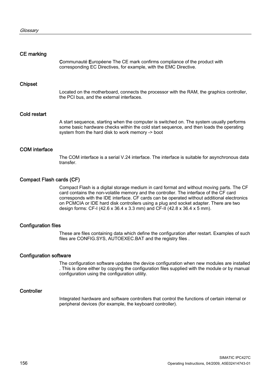 Siemens Simatic Industrial PC IPC427C User Manual | Page 156 / 170