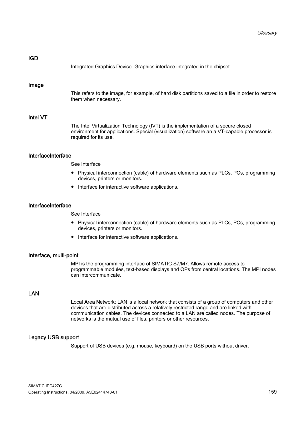 Siemens Simatic Industrial PC IPC427C User Manual | Page 159 / 170