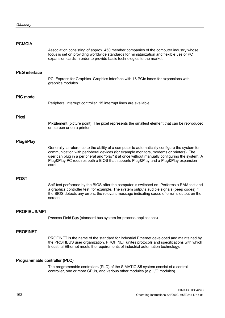 Siemens Simatic Industrial PC IPC427C User Manual | Page 162 / 170