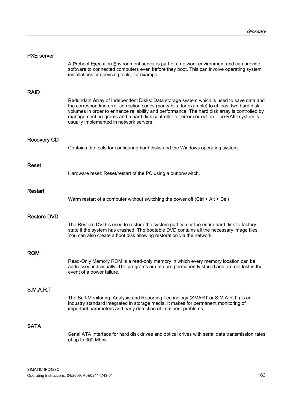 Siemens Simatic Industrial PC IPC427C User Manual | Page 163 / 170