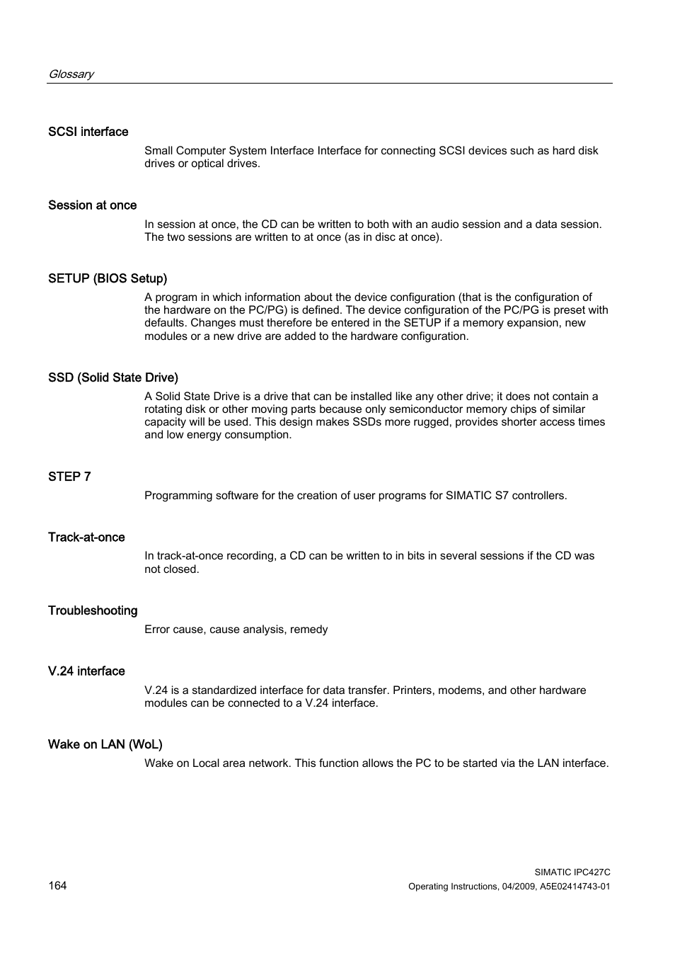 Siemens Simatic Industrial PC IPC427C User Manual | Page 164 / 170