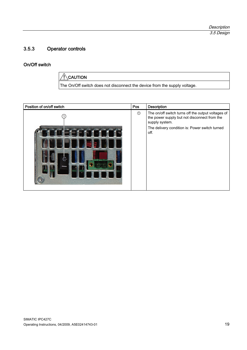 3 operator controls | Siemens Simatic Industrial PC IPC427C User Manual | Page 19 / 170