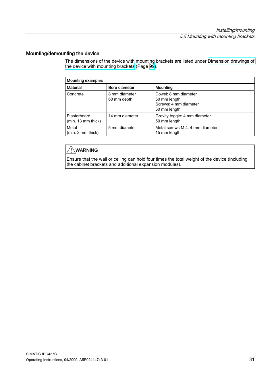Siemens Simatic Industrial PC IPC427C User Manual | Page 31 / 170