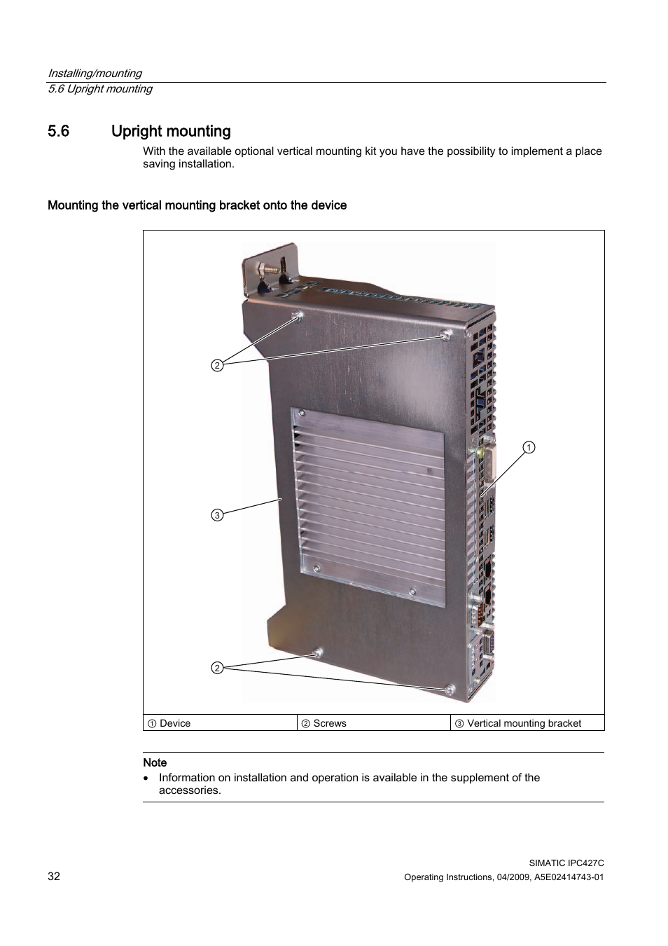 6 upright mounting | Siemens Simatic Industrial PC IPC427C User Manual | Page 32 / 170