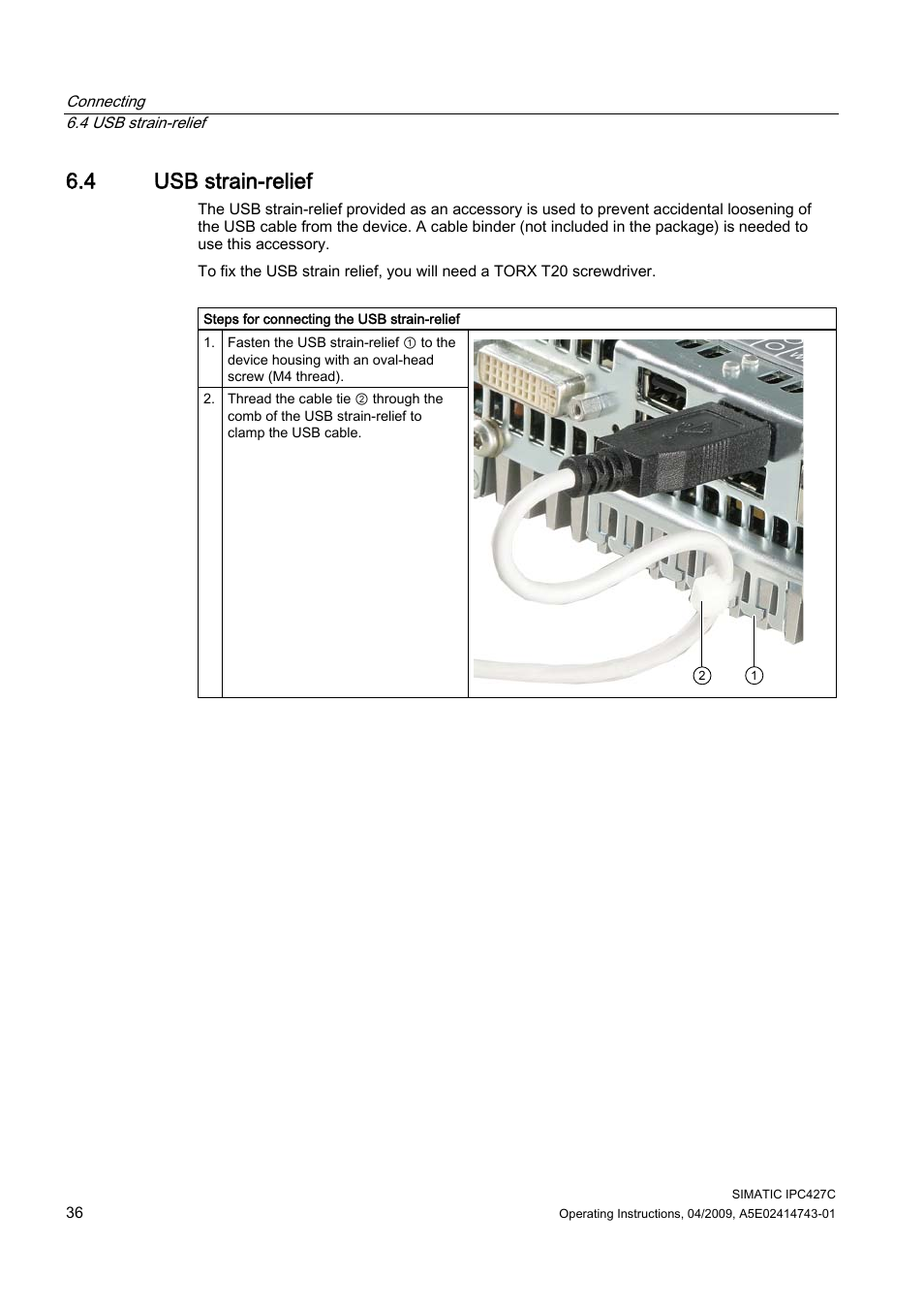 4 usb strain-relief | Siemens Simatic Industrial PC IPC427C User Manual | Page 36 / 170