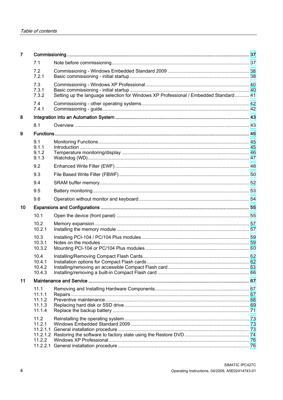 Siemens Simatic Industrial PC IPC427C User Manual | Page 4 / 170