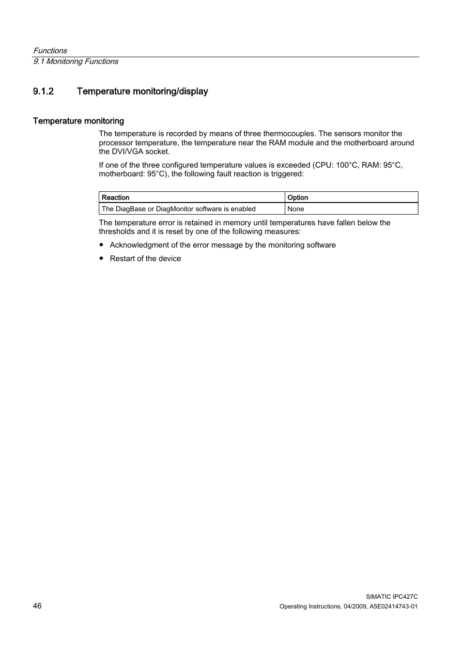 2 temperature monitoring/display | Siemens Simatic Industrial PC IPC427C User Manual | Page 46 / 170