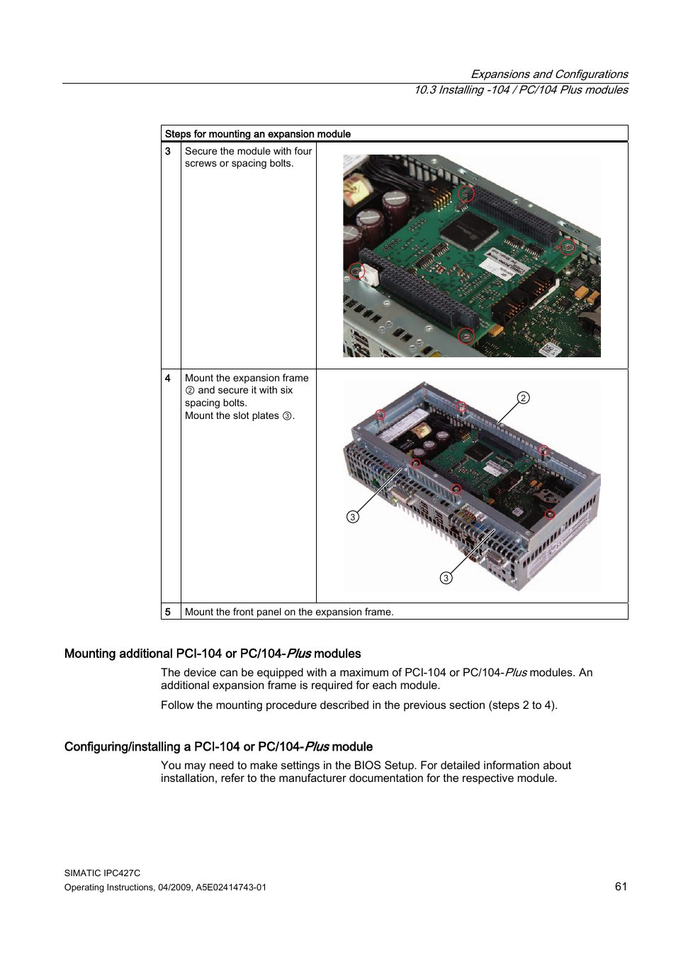 Siemens Simatic Industrial PC IPC427C User Manual | Page 61 / 170