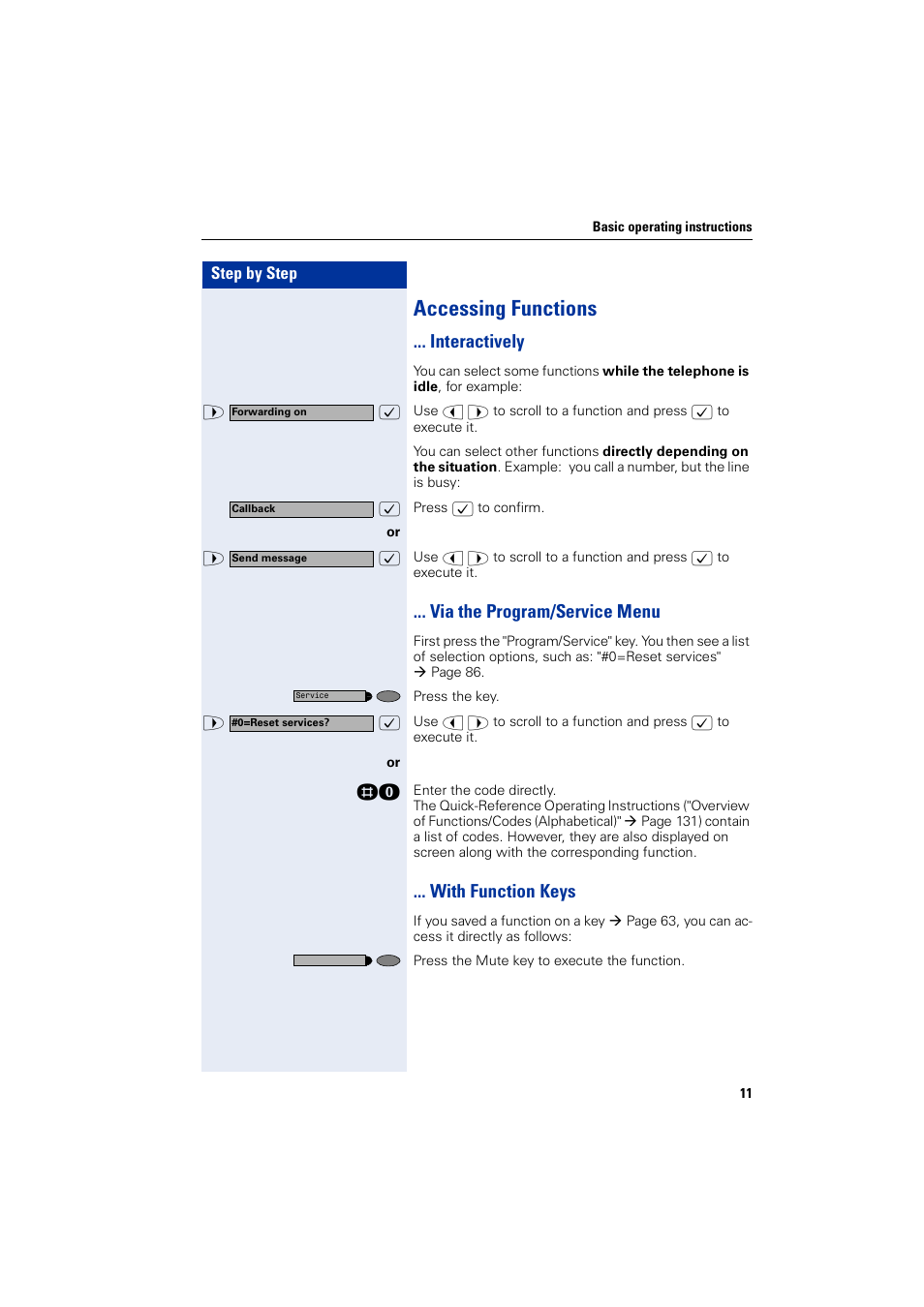 Accessing functions, Interactively, Via the program/service menu | With function keys | Siemens HIPATH 2000 User Manual | Page 11 / 139