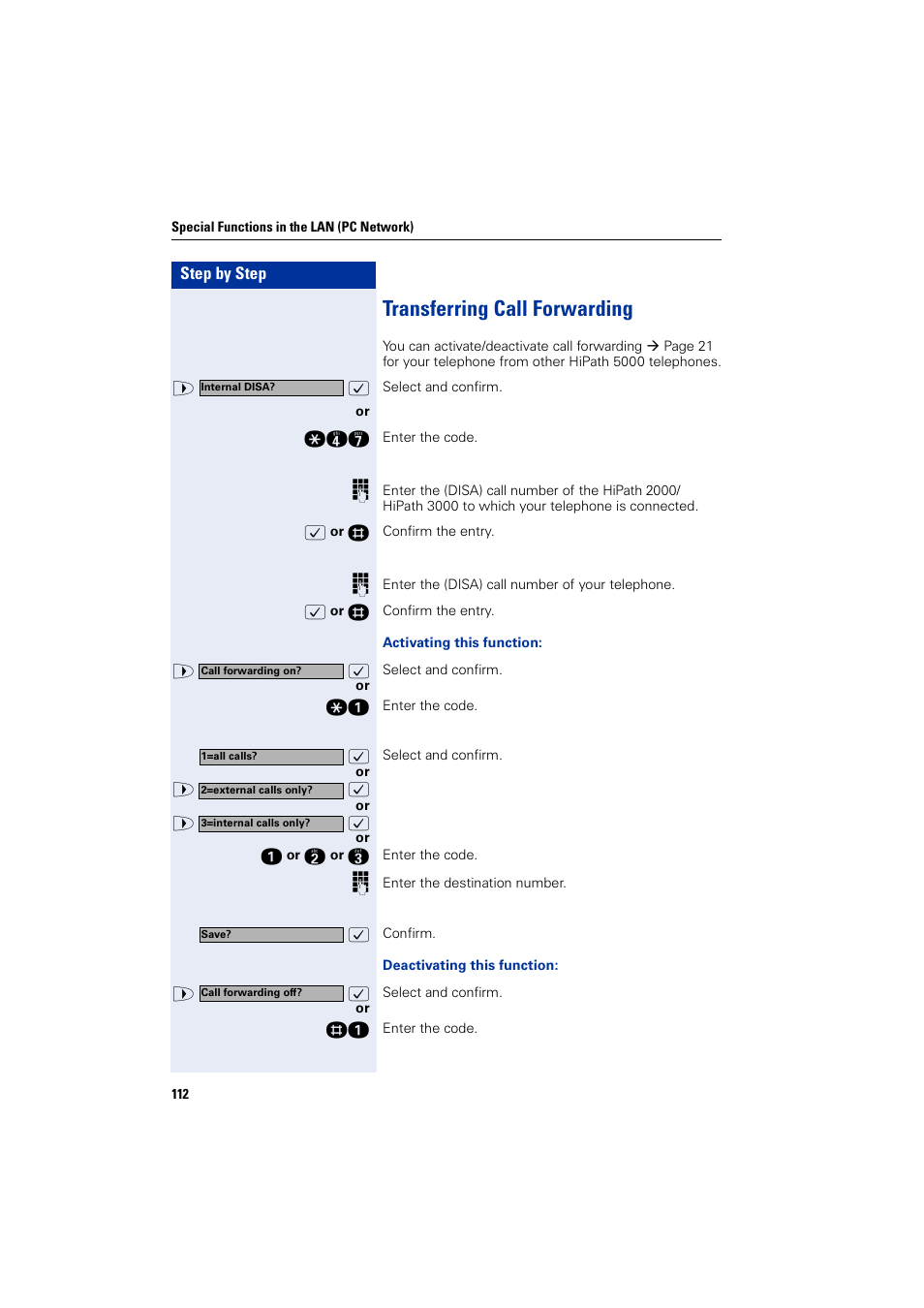 Transferring call forwarding | Siemens HIPATH 2000 User Manual | Page 112 / 139