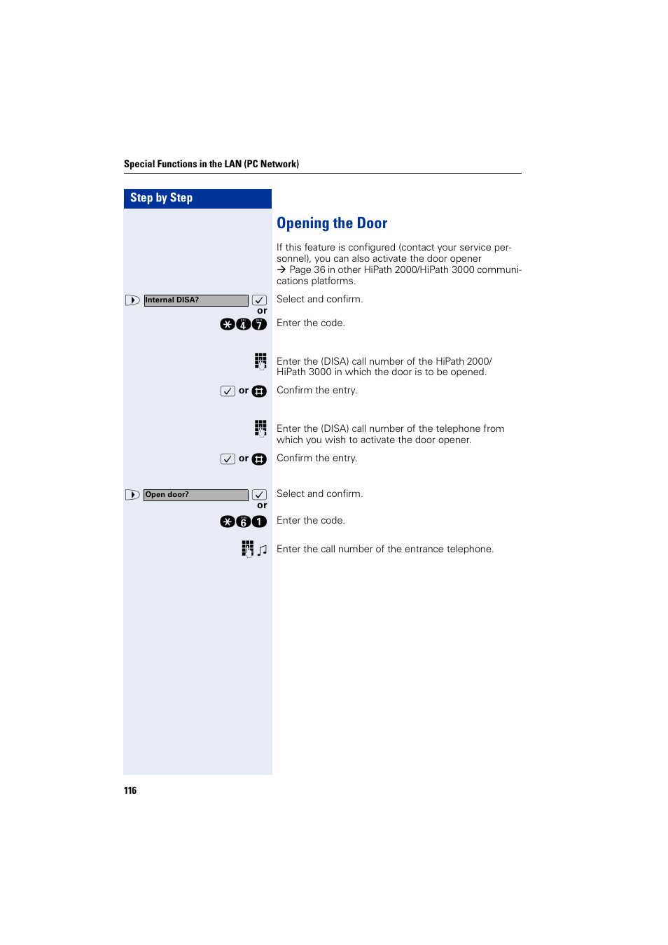 Opening the door | Siemens HIPATH 2000 User Manual | Page 116 / 139