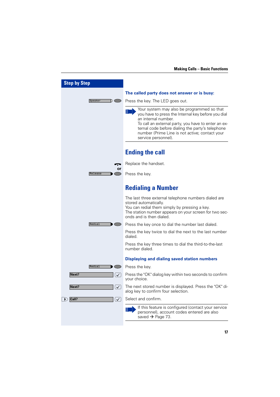 Ending the call, Redialing a number, Ending the call redialing a number | Siemens HIPATH 2000 User Manual | Page 17 / 139