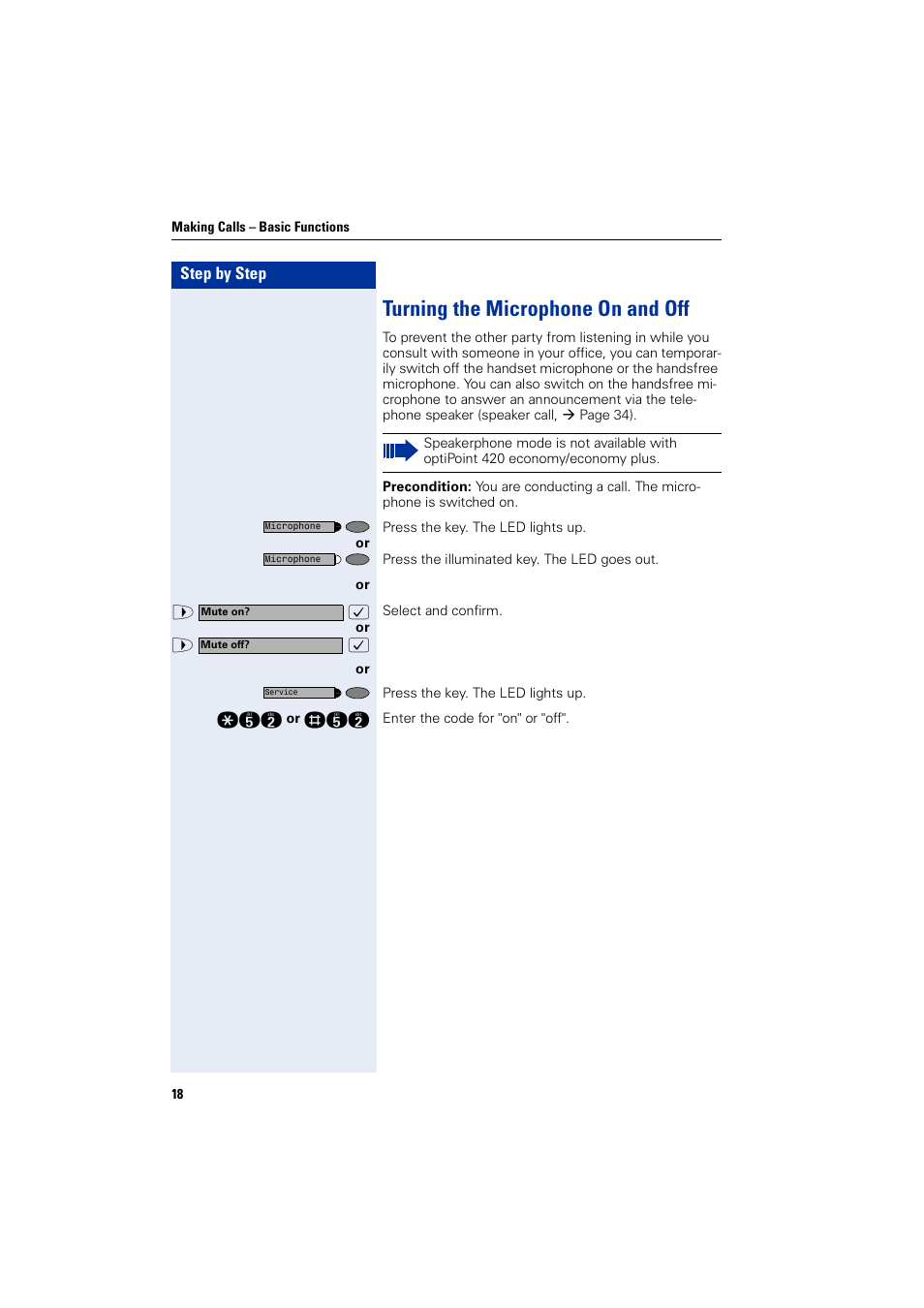 Turning the microphone on and off | Siemens HIPATH 2000 User Manual | Page 18 / 139