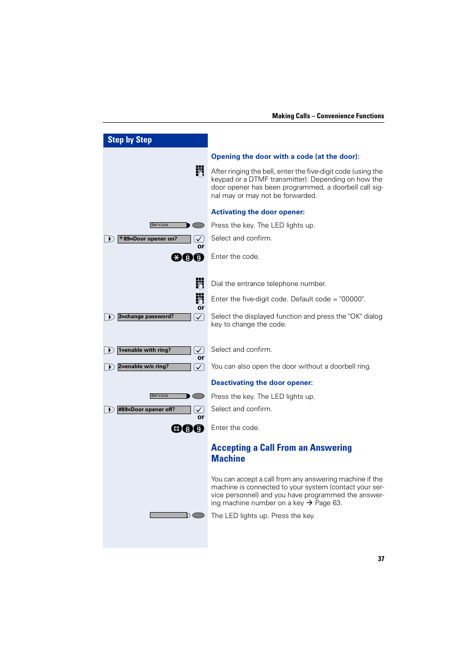 Accepting a call from an answering machine, Accepting a call from an answering machine | Siemens HIPATH 2000 User Manual | Page 37 / 139