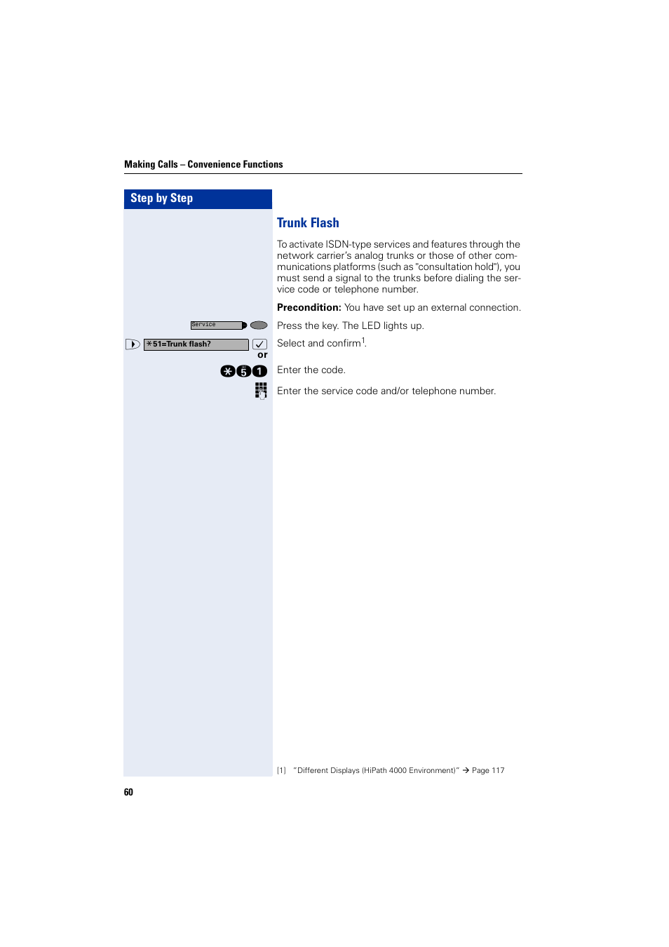 Trunk flash | Siemens HIPATH 2000 User Manual | Page 60 / 139