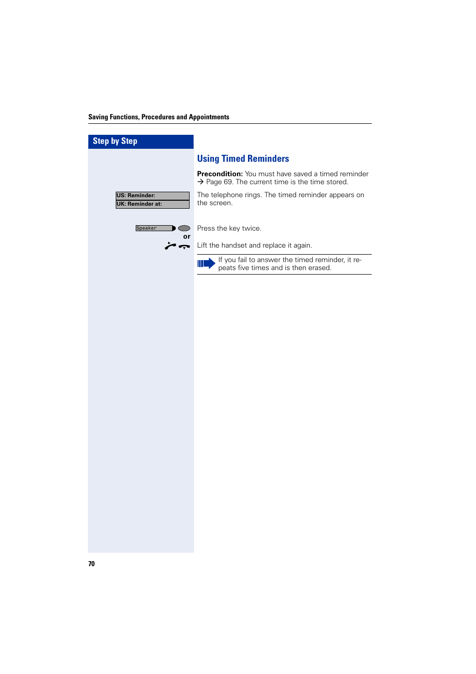 Using timed reminders | Siemens HIPATH 2000 User Manual | Page 70 / 139