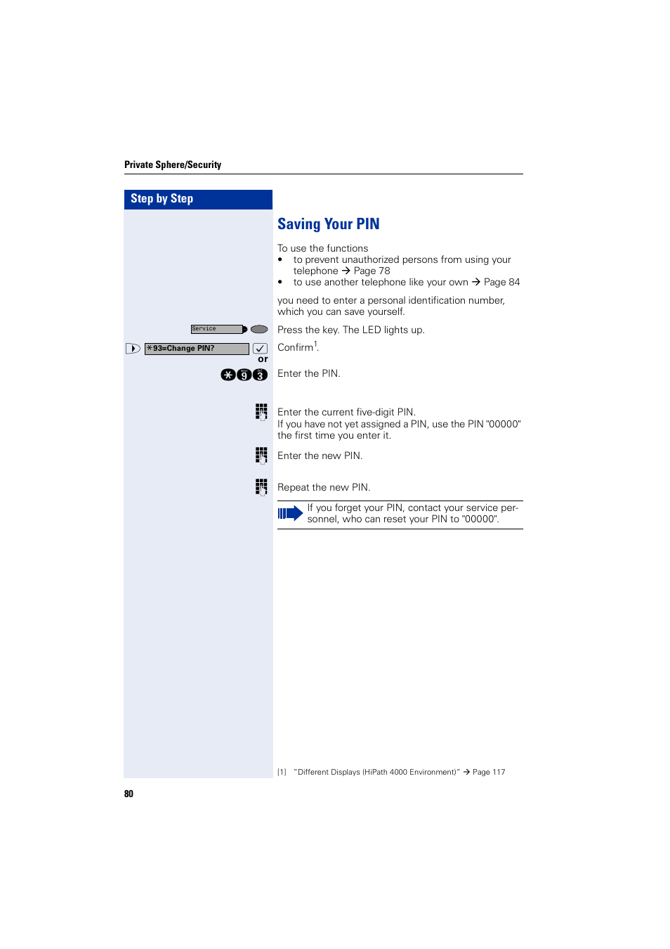 Saving your pin | Siemens HIPATH 2000 User Manual | Page 80 / 139