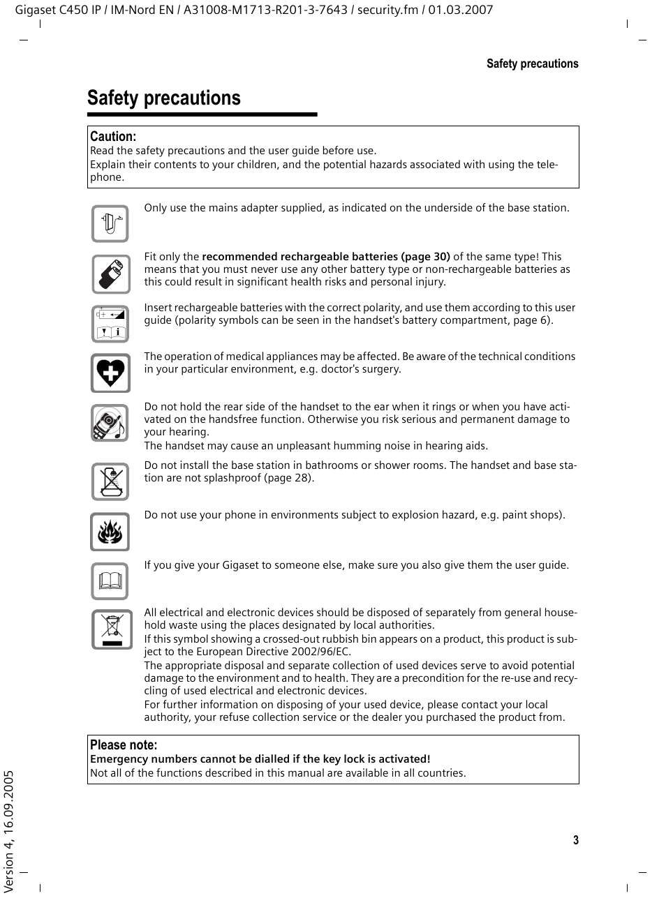 Safety precautions | Siemens C450 IP User Manual | Page 4 / 39