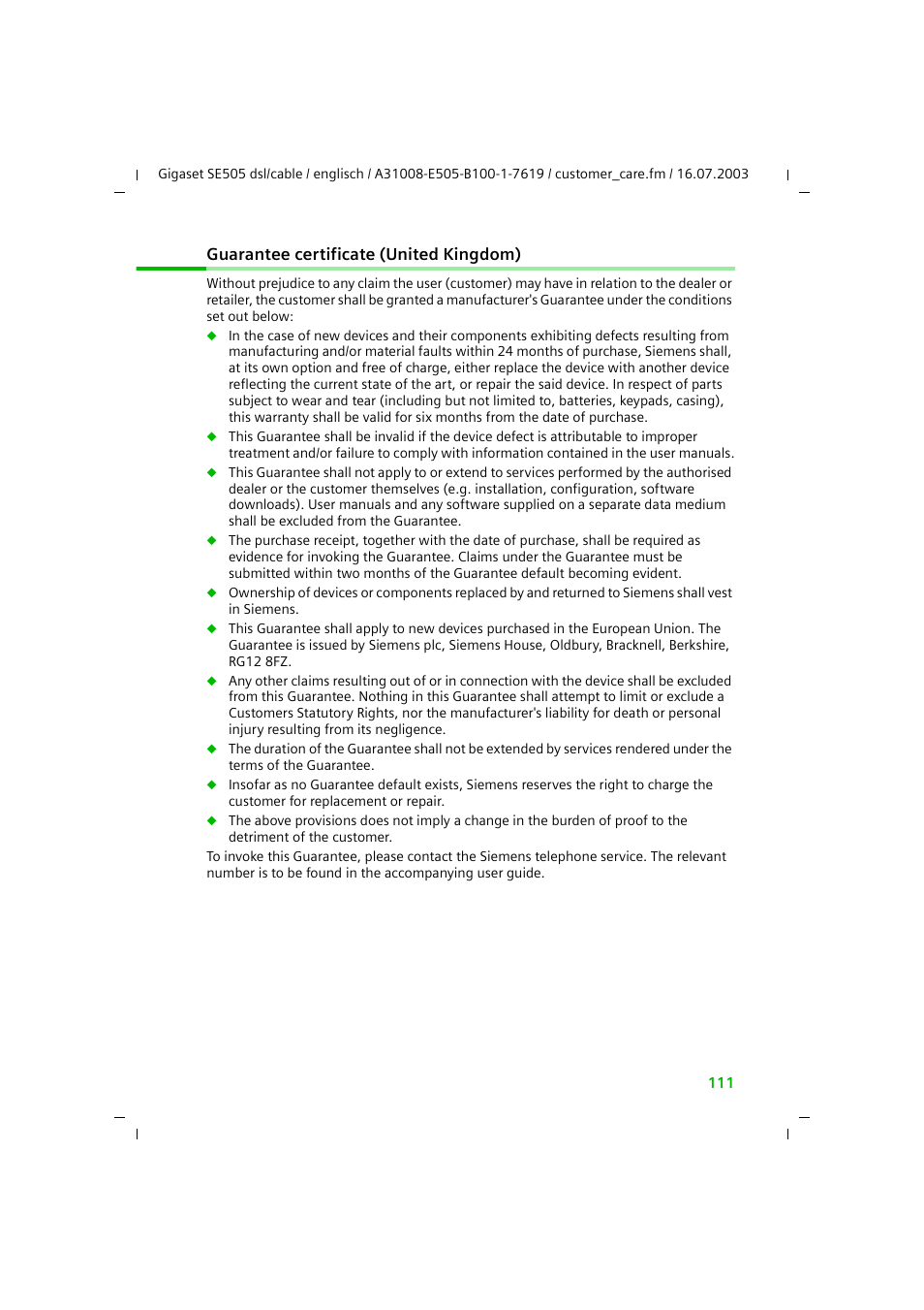 Siemens SE505 User Manual | Page 107 / 135