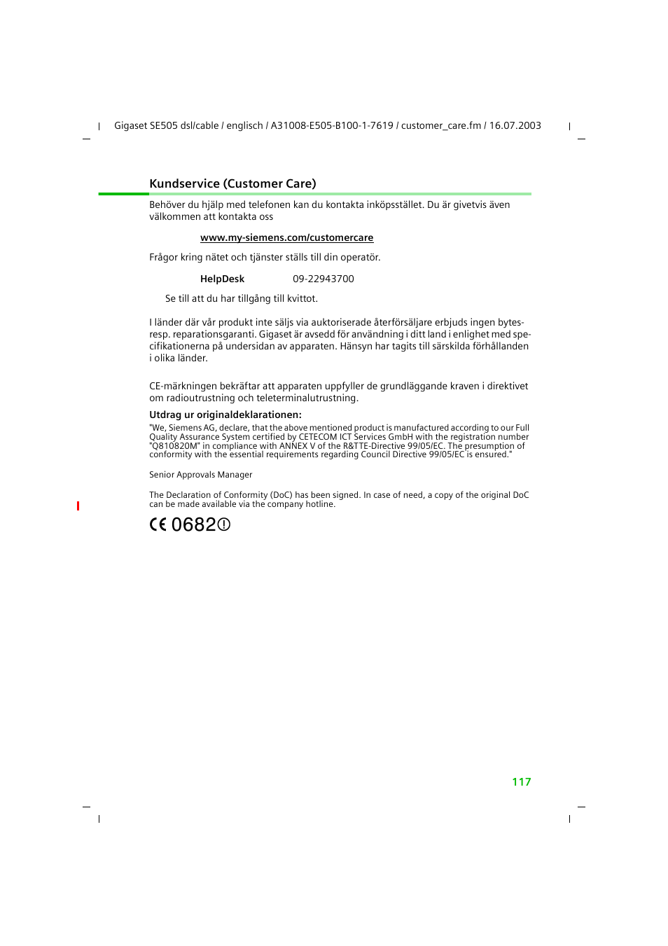 Siemens SE505 User Manual | Page 113 / 135
