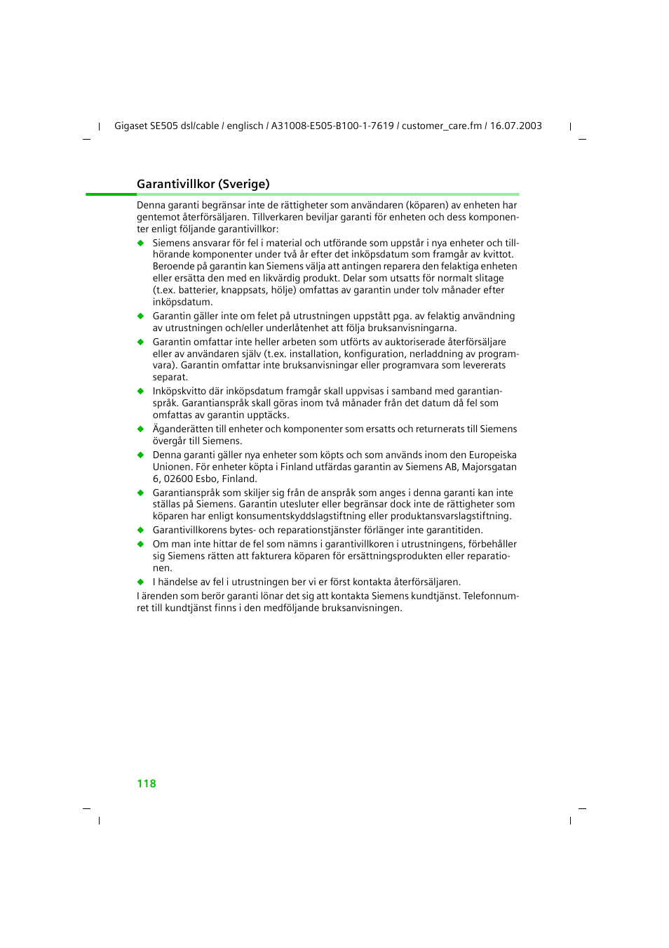 Siemens SE505 User Manual | Page 114 / 135