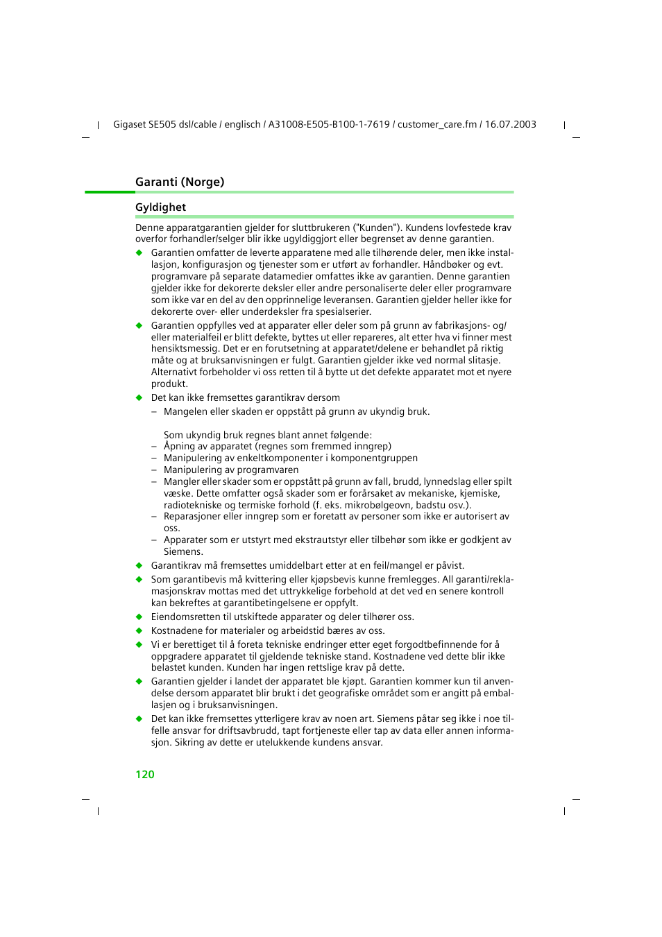 Siemens SE505 User Manual | Page 116 / 135