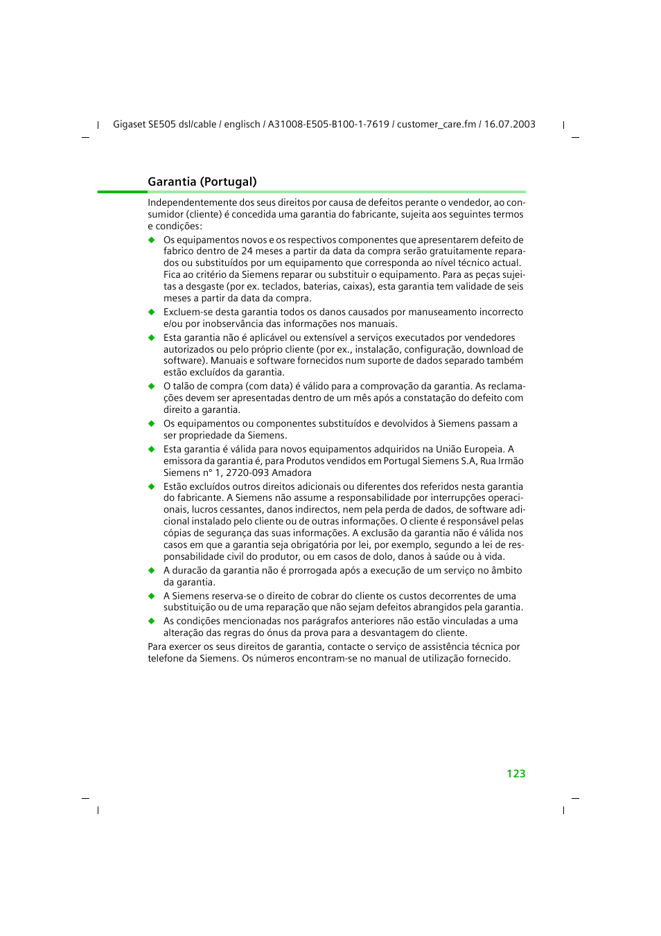 Siemens SE505 User Manual | Page 119 / 135