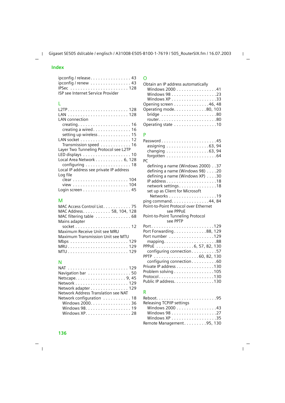 Siemens SE505 User Manual | Page 132 / 135