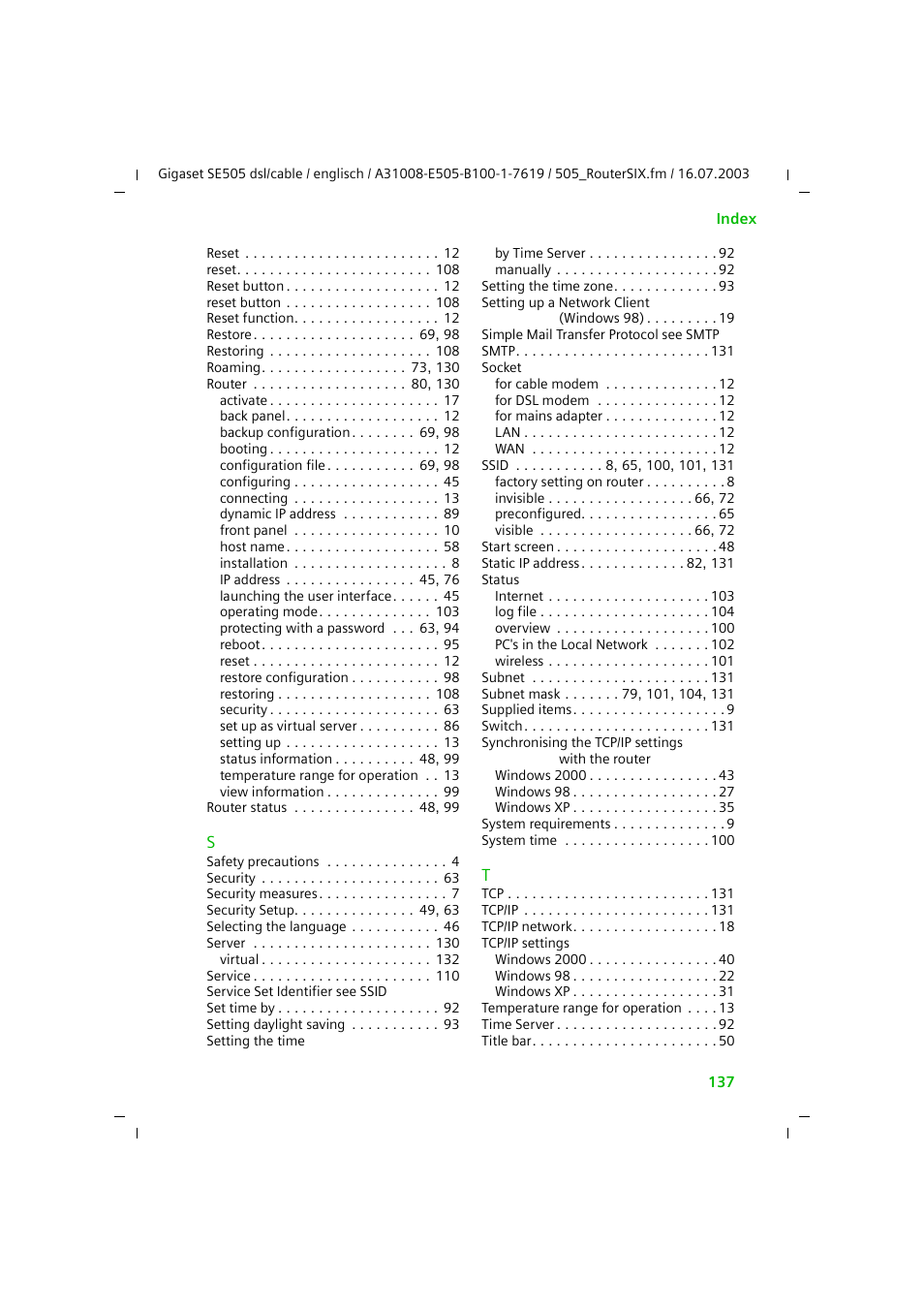 Siemens SE505 User Manual | Page 133 / 135