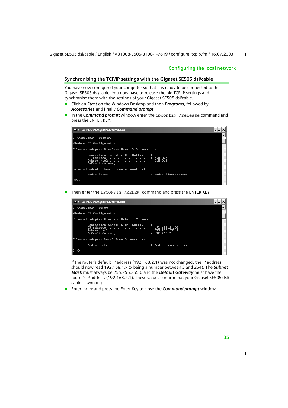 Siemens SE505 User Manual | Page 36 / 135