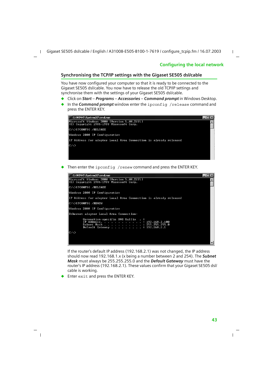 Siemens SE505 User Manual | Page 44 / 135