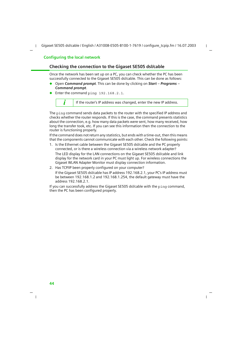 Siemens SE505 User Manual | Page 45 / 135