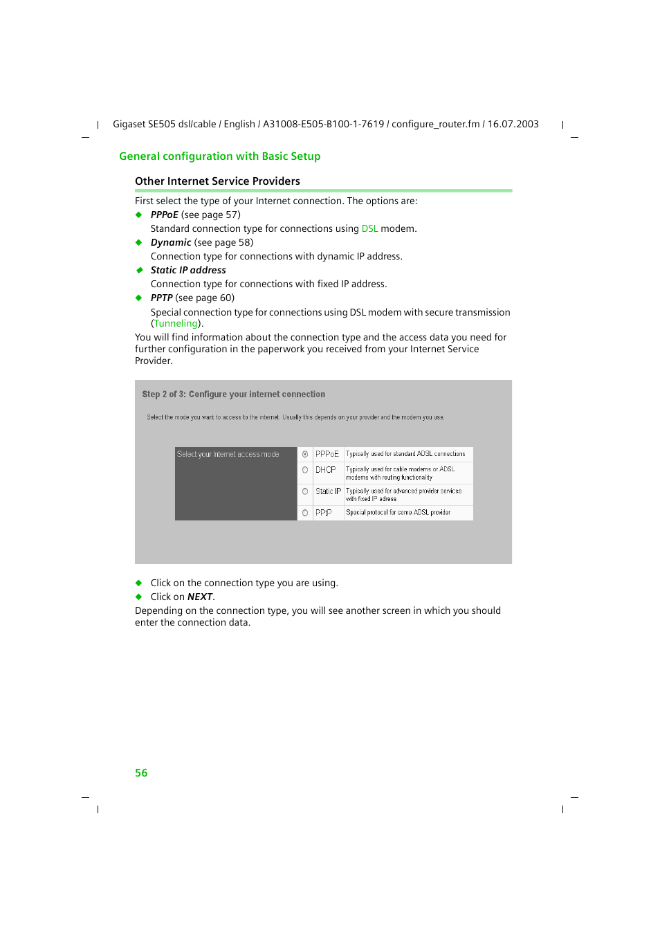 Other internet service providers | Siemens SE505 User Manual | Page 57 / 135