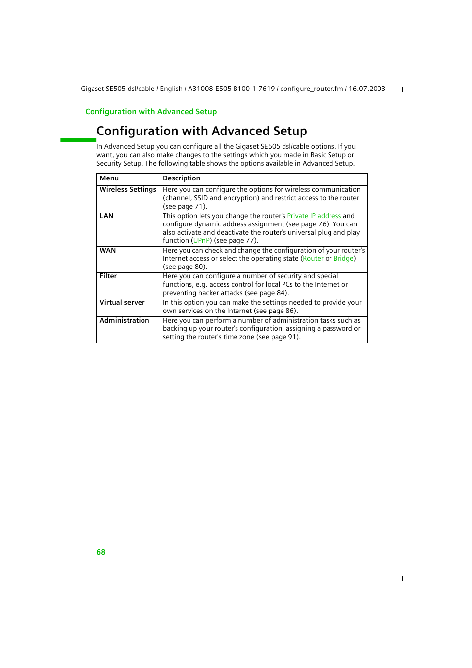 Configuration with advanced setup | Siemens SE505 User Manual | Page 69 / 135