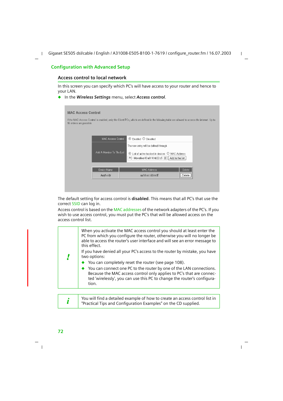 Access control to local network | Siemens SE505 User Manual | Page 73 / 135