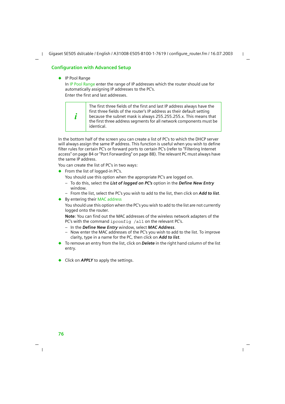 Siemens SE505 User Manual | Page 77 / 135