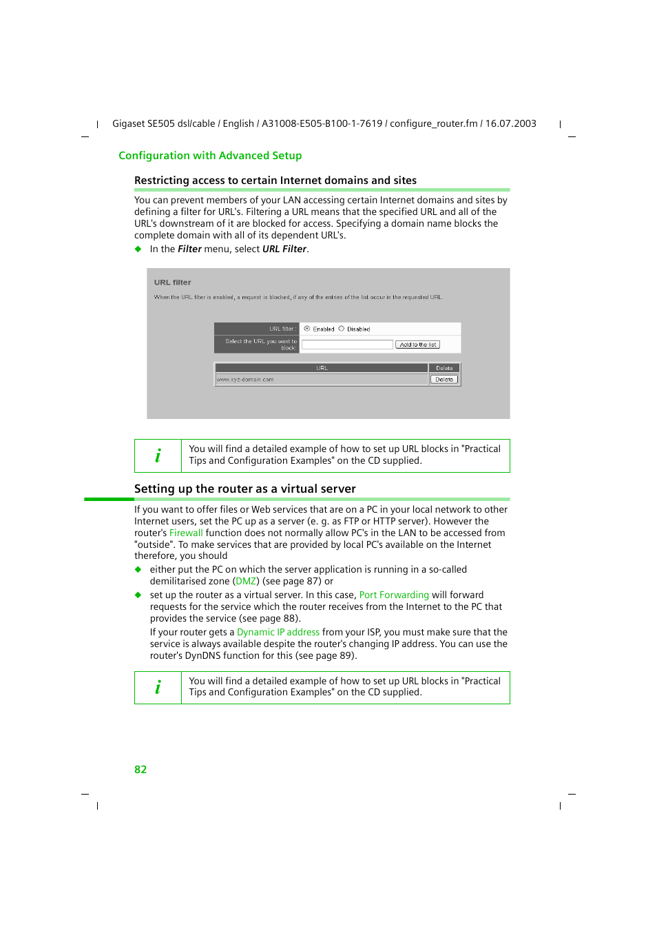 Setting up the router as a virtual server | Siemens SE505 User Manual | Page 83 / 135