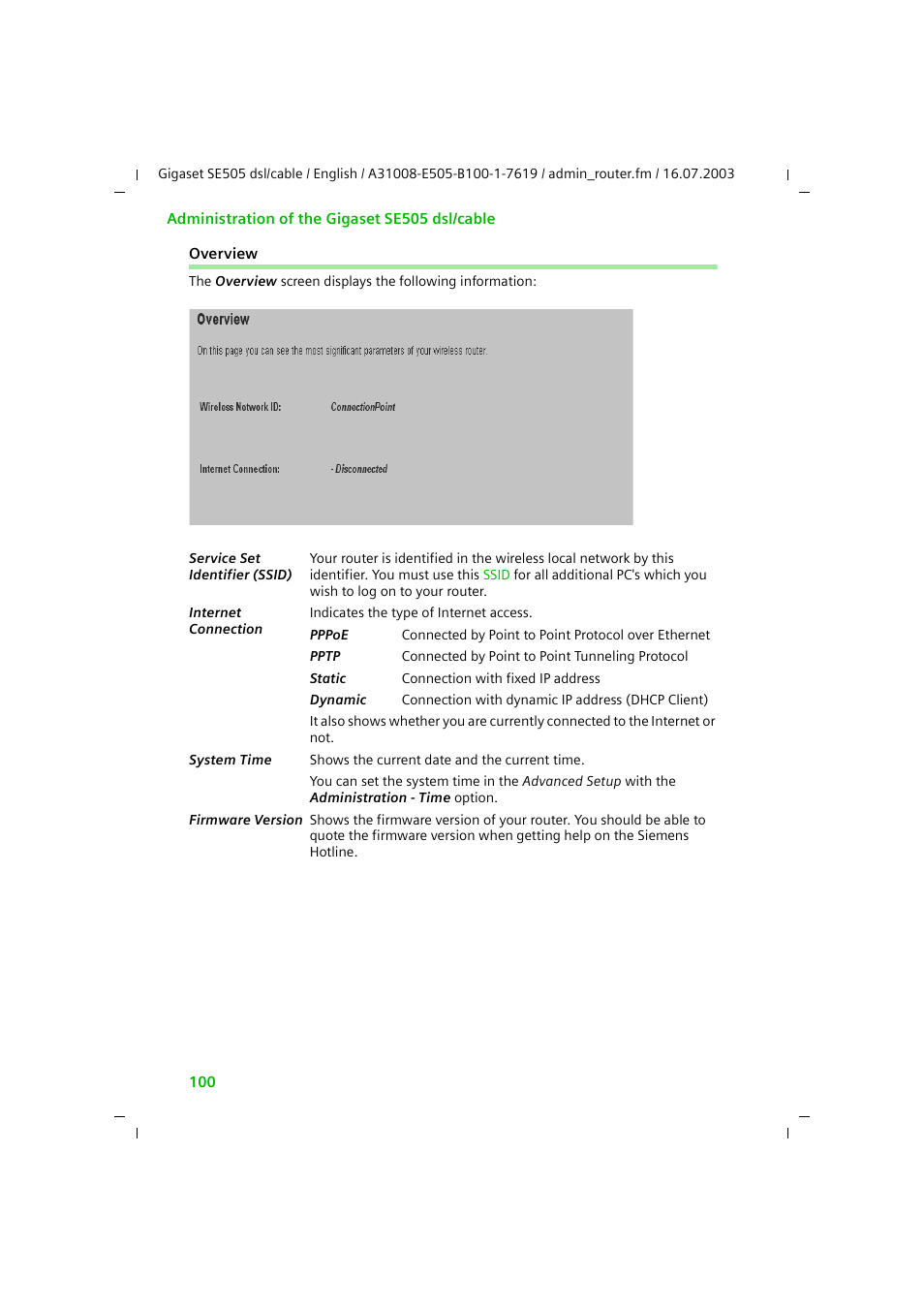 Overview | Siemens SE505 User Manual | Page 96 / 135