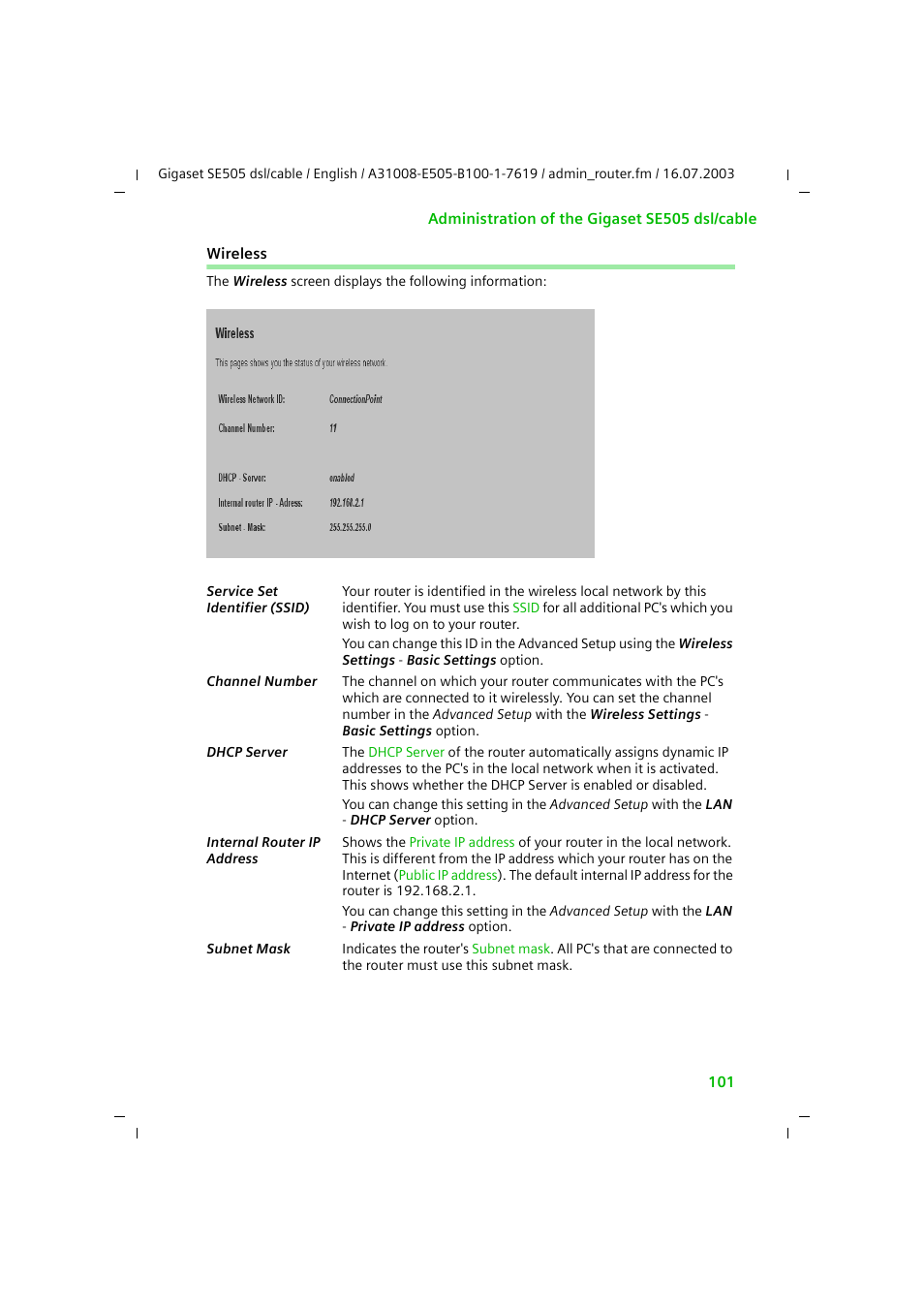 Wireless | Siemens SE505 User Manual | Page 97 / 135