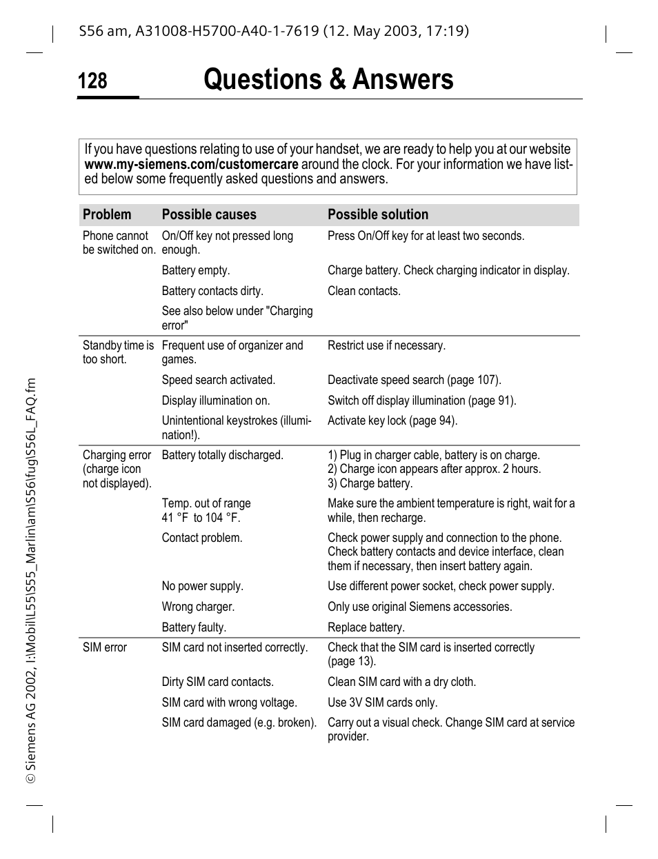 Questions & answers | Siemens S56 User Manual | Page 127 / 152