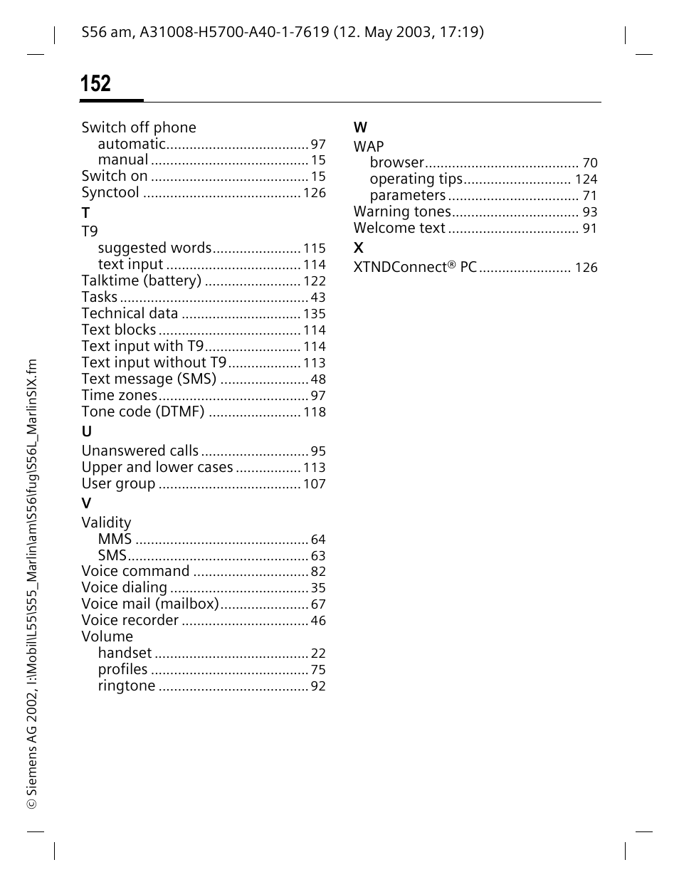 Siemens S56 User Manual | Page 151 / 152