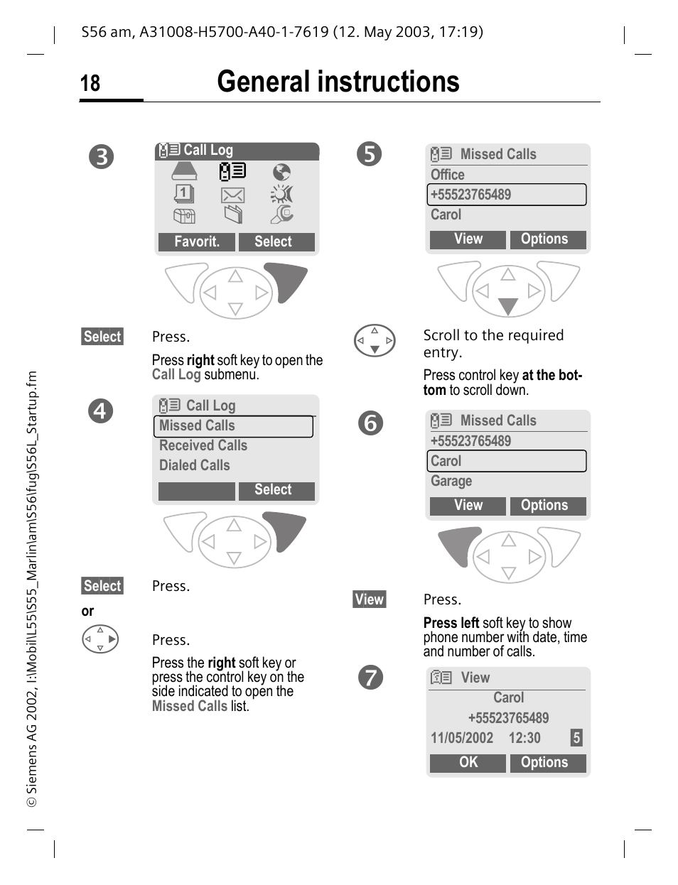 General instructions | Siemens S56 User Manual | Page 19 / 152