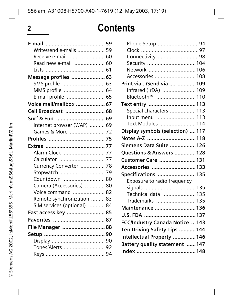 Siemens S56 User Manual | Page 3 / 152