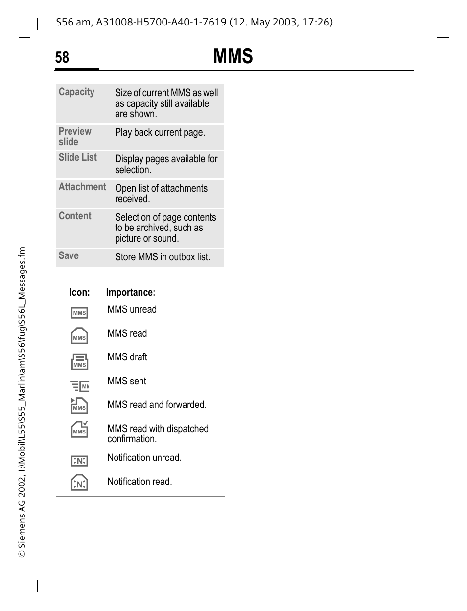 Siemens S56 User Manual | Page 58 / 152